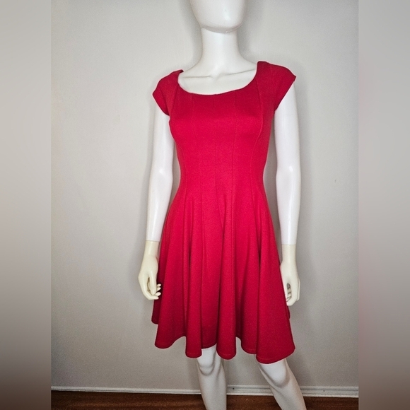 Bailey 44 Dresses & Skirts - Bailey 44 Red Cap Sleeve Fit & Flare Scoop Neck Dress Size XS